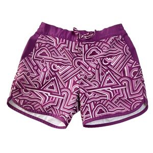 Columbia Girls Athletic Shorts Size M 10/12 Purple White Elastic Waist Fast Dry